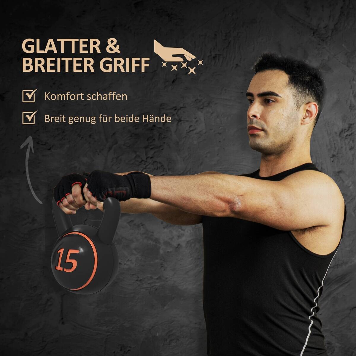 SPORTNOW Kettlebell schwarz Kunststoff B/H/L: ca. 18x24x18 cm