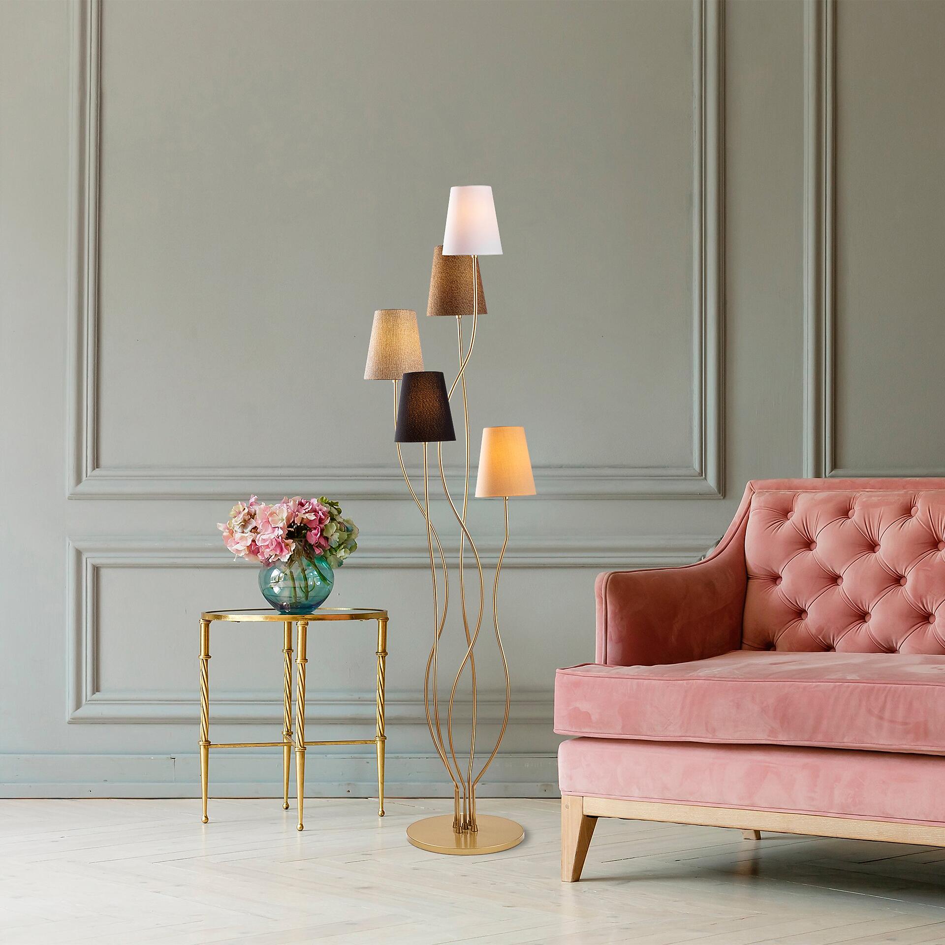 Opviq Stehleuchte mehrfarbig Metall B/H/T/L/D: ca. 44x160x44x44x44 cm E14 5 Brennstellen