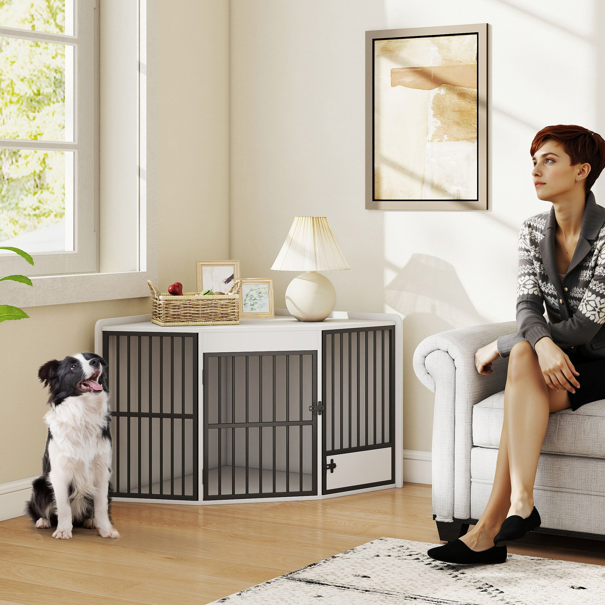 PawHut Hundetreppe weiß Stahl B/H/L: ca. 80x64x113 cm