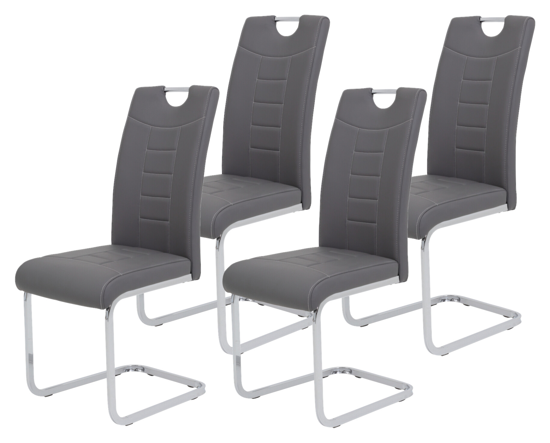 Schwingstuhl Ruby 4er Set grau Kunstleder B/H/T: ca. 44x103x60 cm