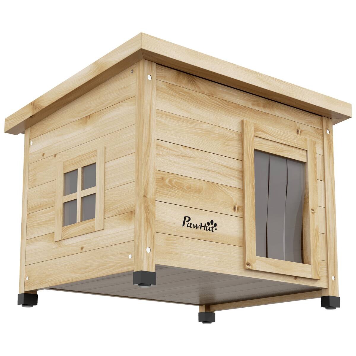 PawHut Katzenhaus gelb Holz B/H/L: ca. 45x43x57 cm