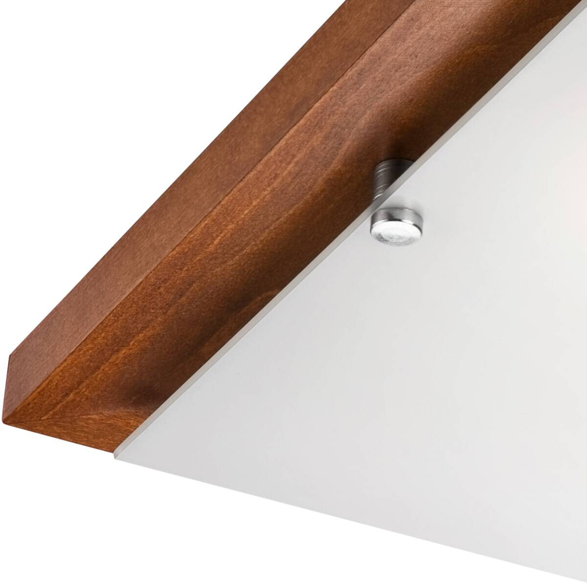 Lamkur Deckenleuchte Pedro rustikal Glas Holz H/L: ca. 6,5x35 cm E27 2 Brennstellen