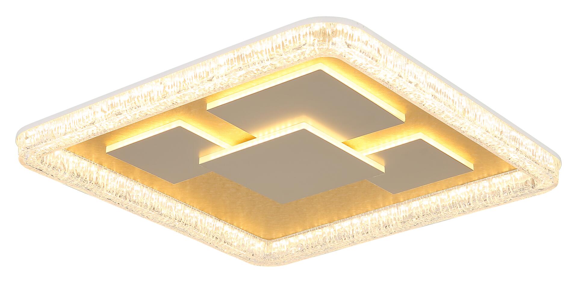 GLOBO LED-Deckenleuchte gold klar weiß Metall Kunststoff B/H/L: ca. 48,8x7x48,8 cm 1 Brennstellen