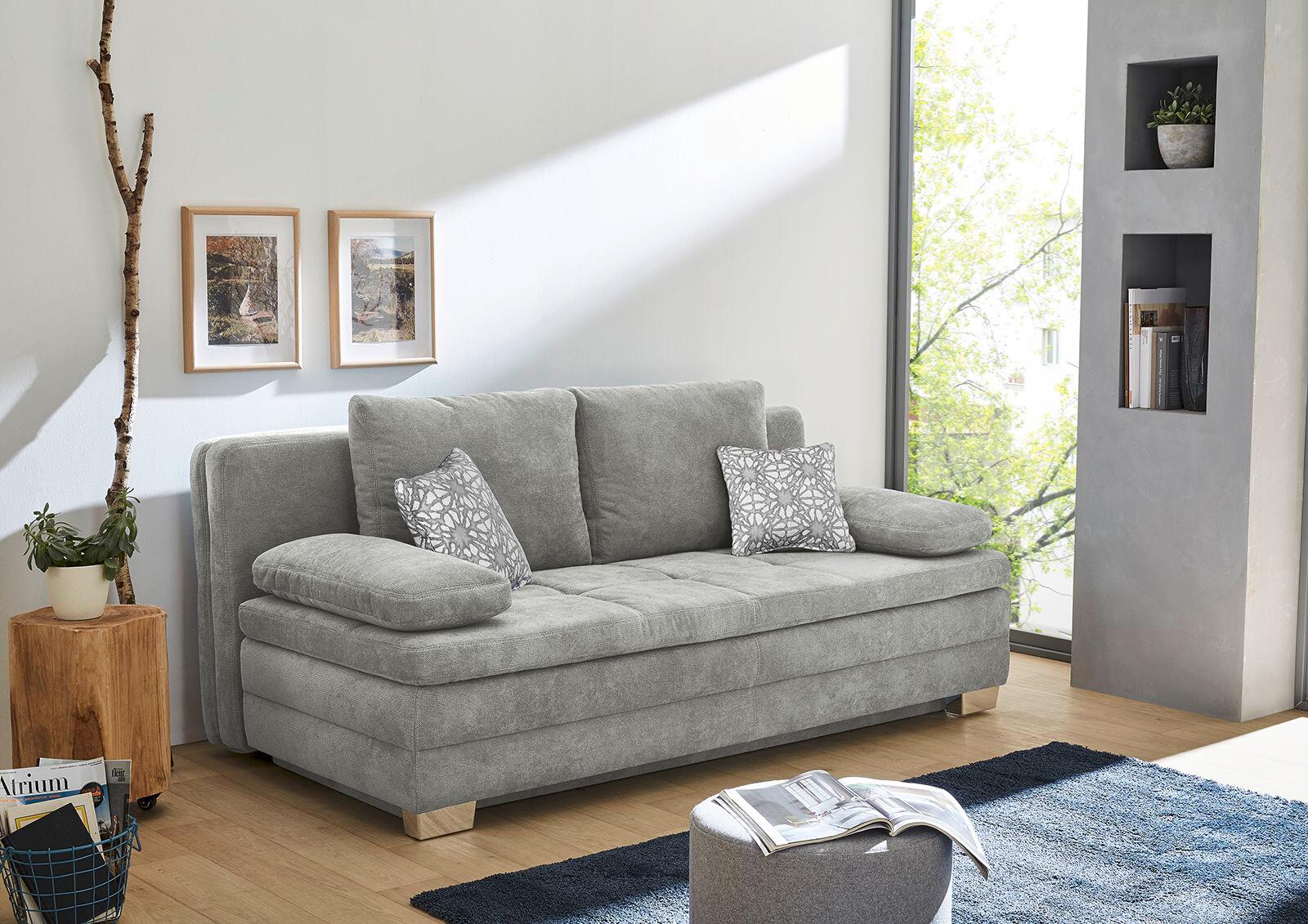 Dauerschlafsofa grau Polyester B/H/T: ca. 203x85x106 cm