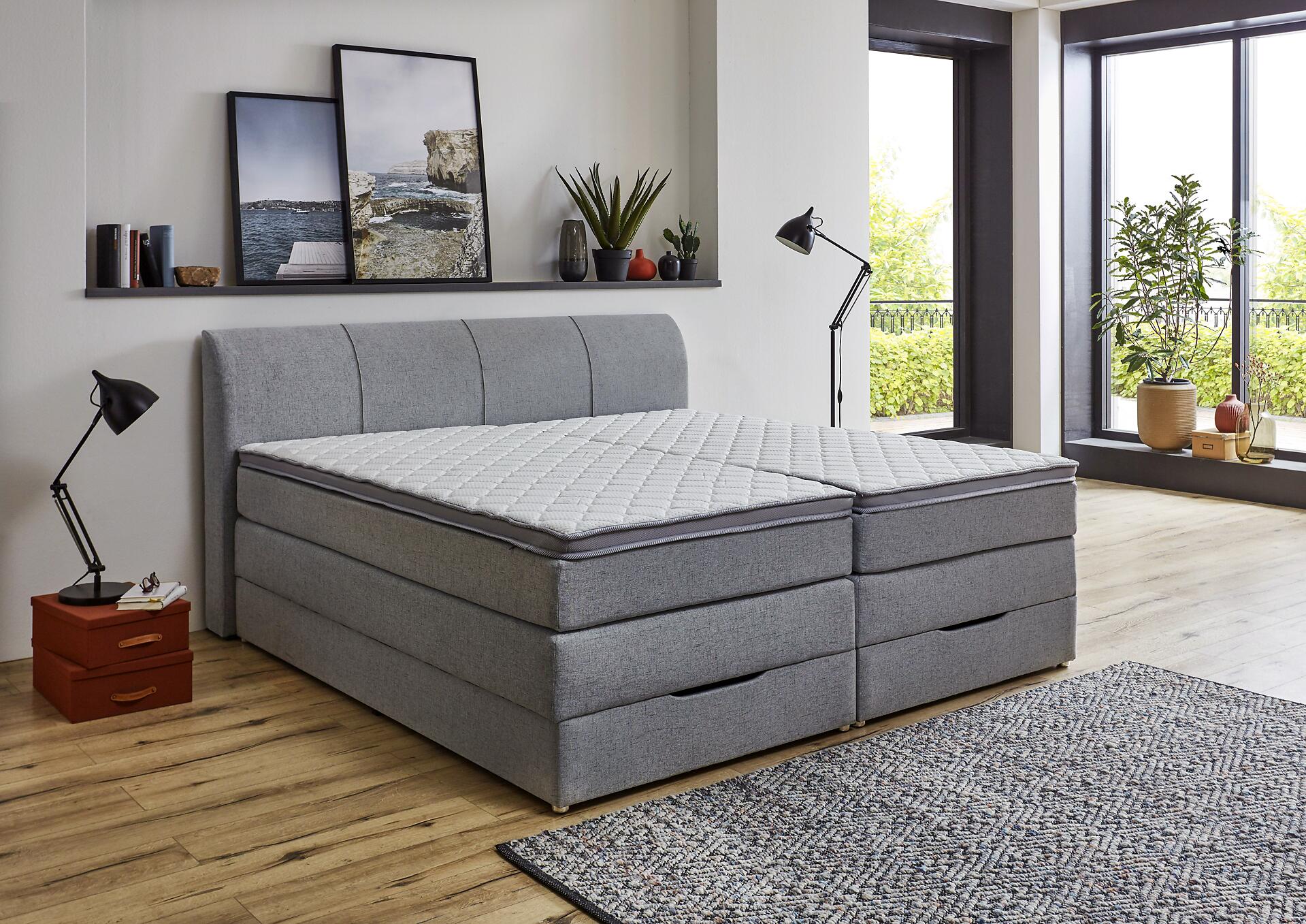 Boxspringbett Fire Silbergrau Liegefläche B/L: ca. 200x200 cm Boxspringbett Fire Silbergrau Liegefläche B/L: ca. 200x200 cm