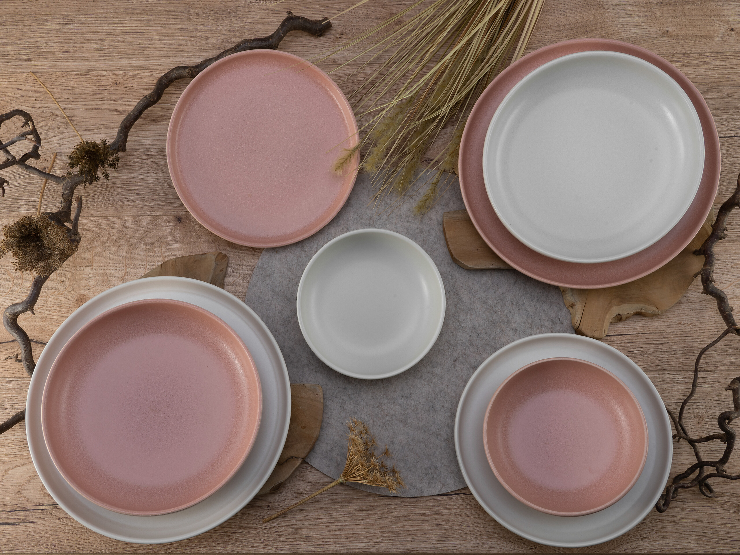 CreaTable Tafelservice Uno Rusty rosé Steinzeug 8 tlg.