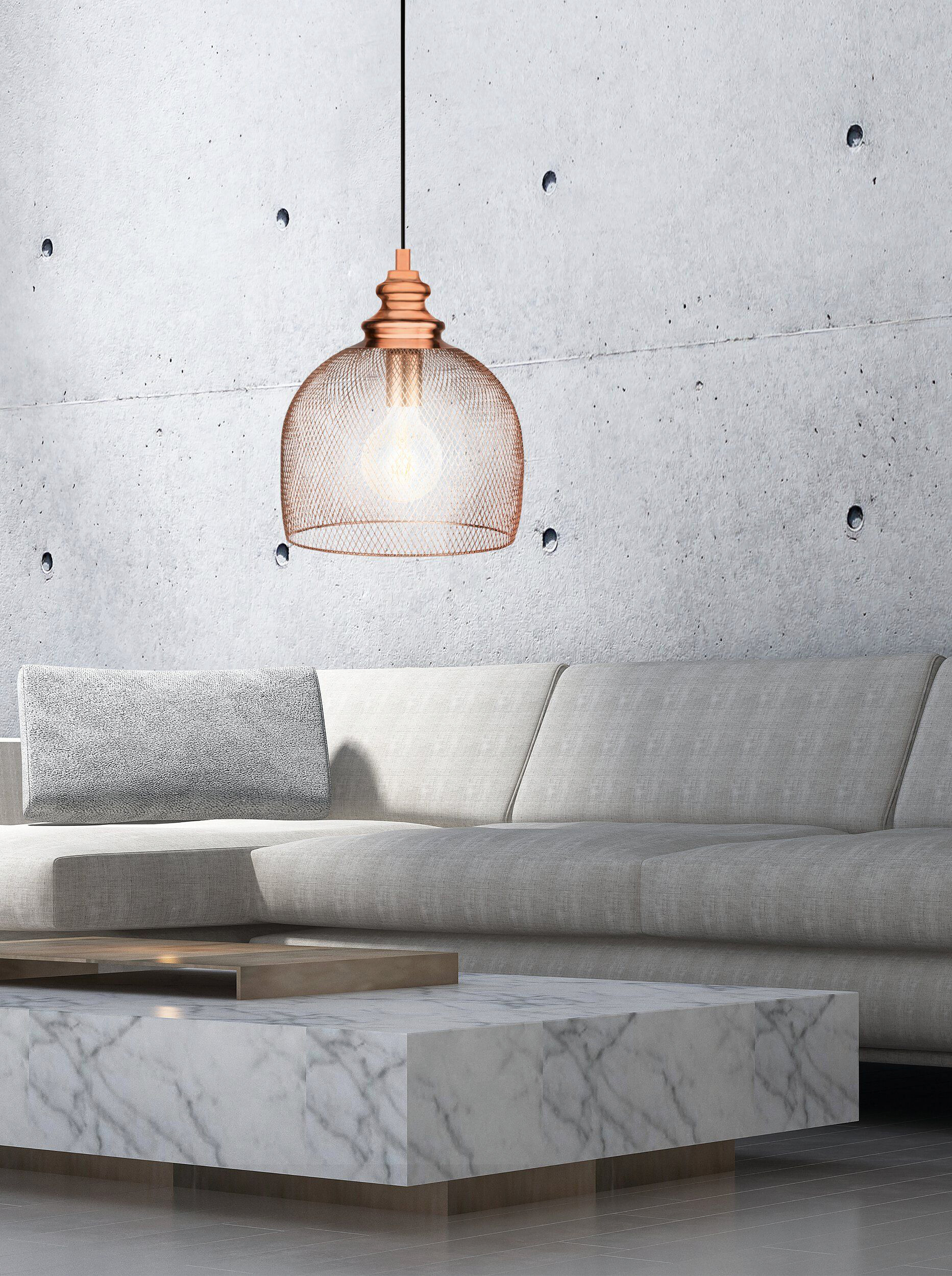 Eglo Pendelleuchte Straiton Kupfer Metall B/H/L: ca. 28x110x28 cm E27 1 Brennstellen