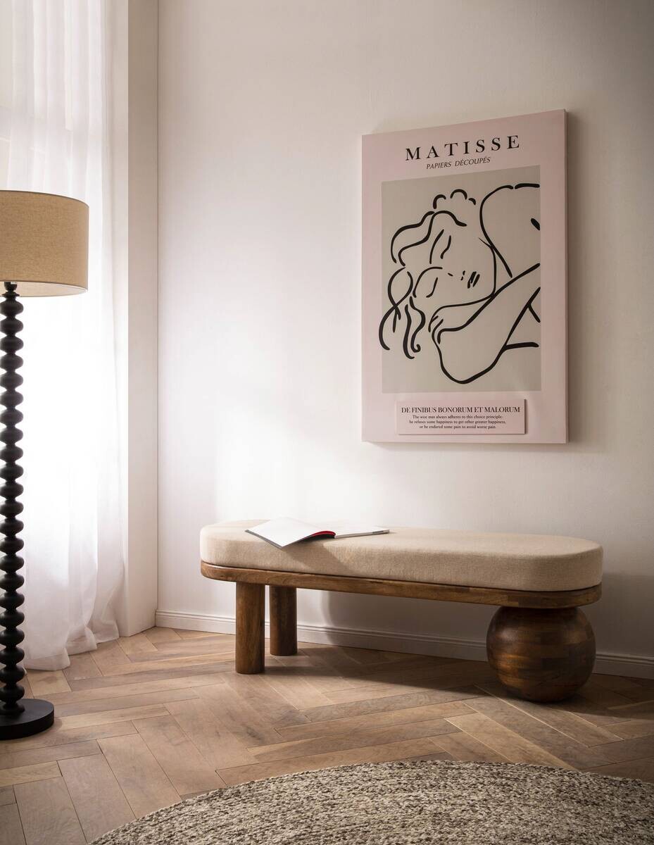 Sitzbank braun beige Mango Leder B/H/T: ca. 140x47,5x41,5 cm