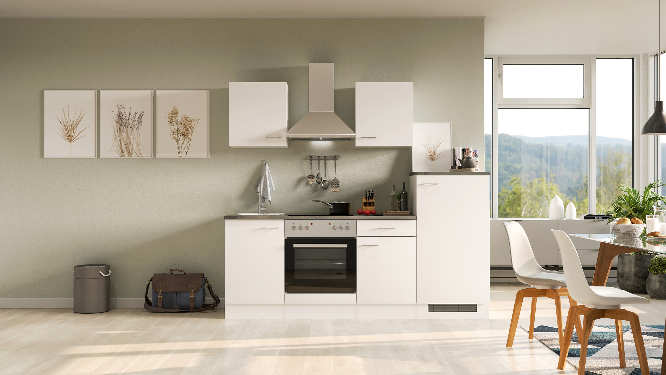 Küchenblock Lucca weiß matt B/H/T: ca. 220x200x60 cm Küchenblock Lucca weiß matt B/H/T: ca. 220x200x60 cm