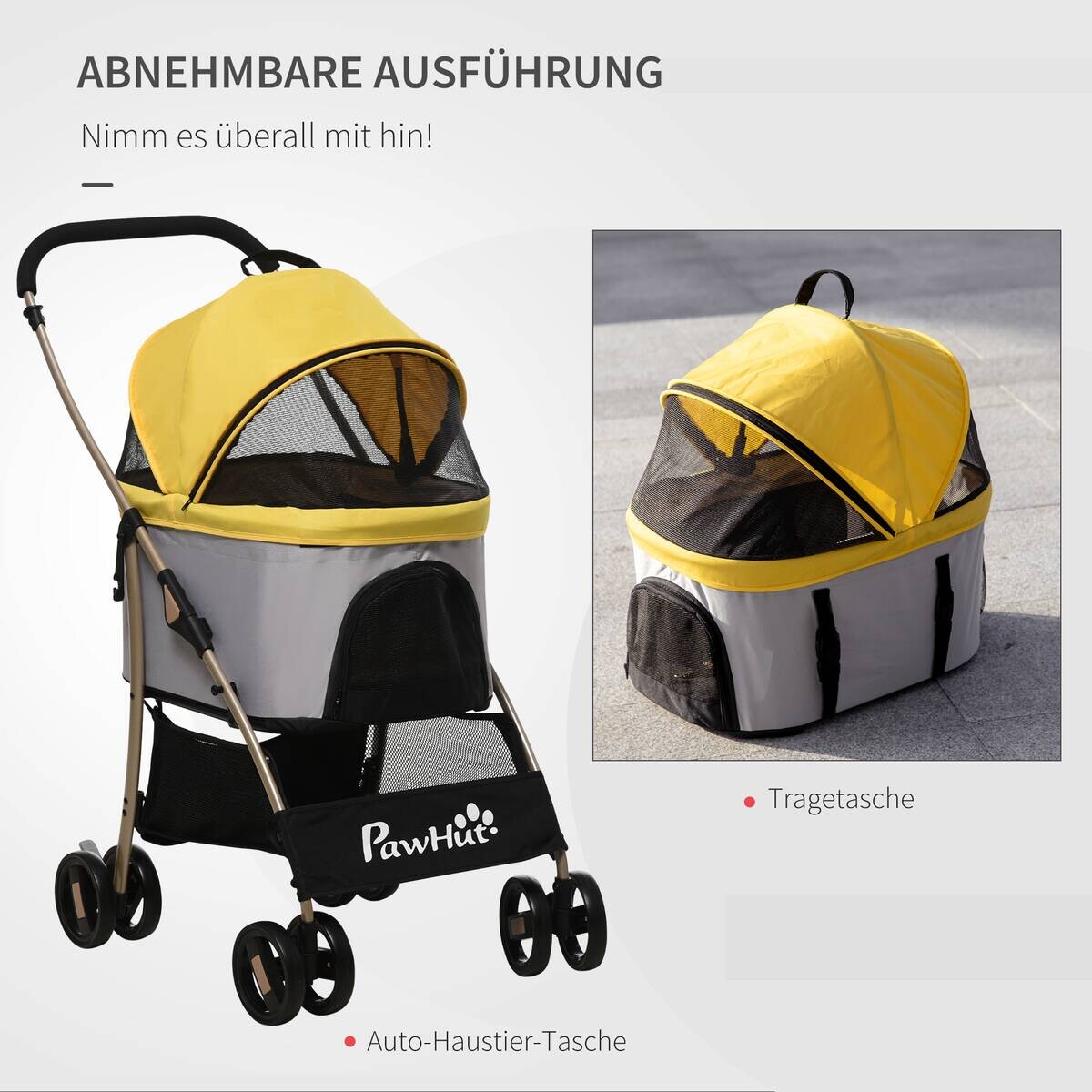 PawHut Hunde-Zubehör gelb Edelstahl B/H/L: ca. 49,5x82x98 cm