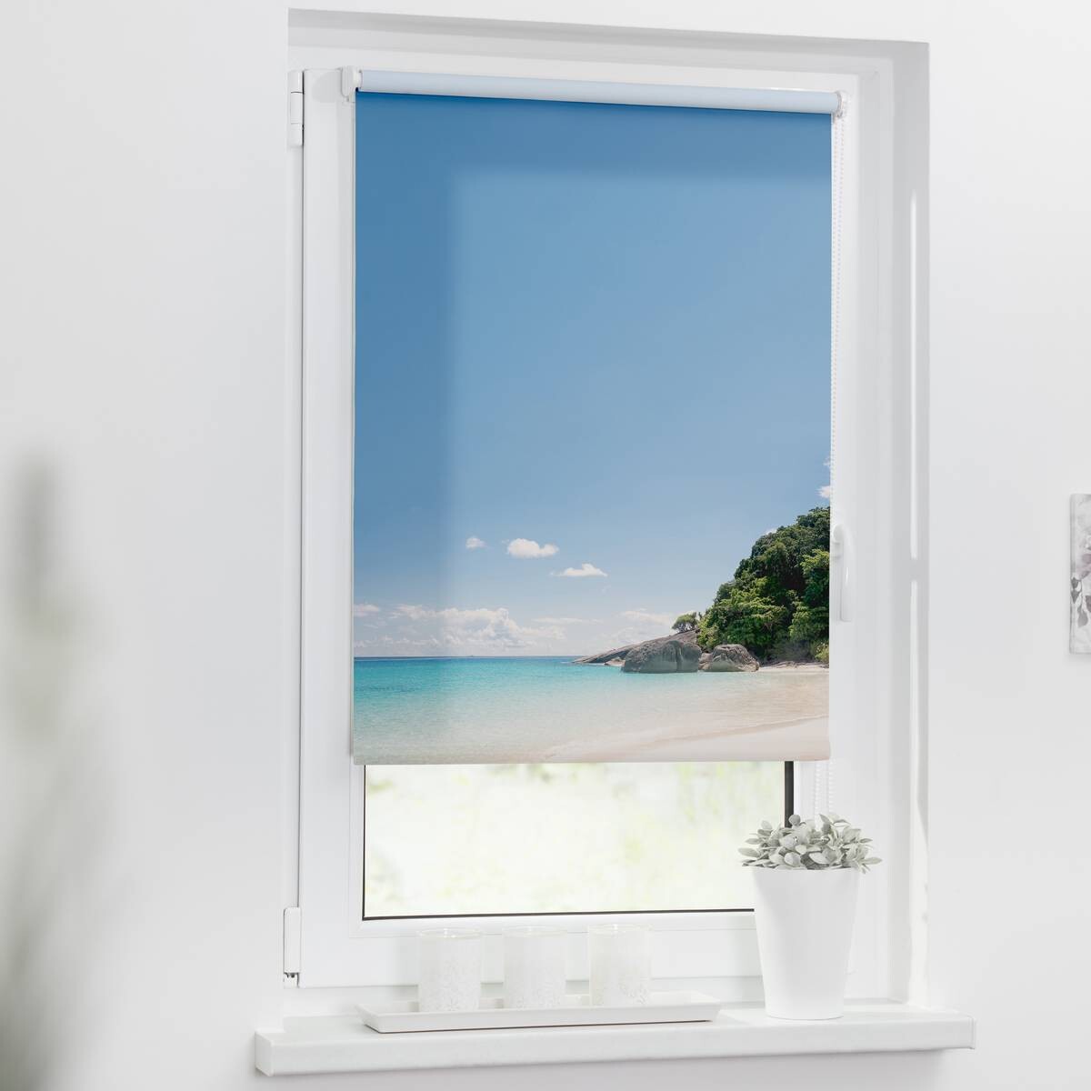 LICHTBLICK Rollo Südseeinsel blau B/L: ca. 120x150 cm