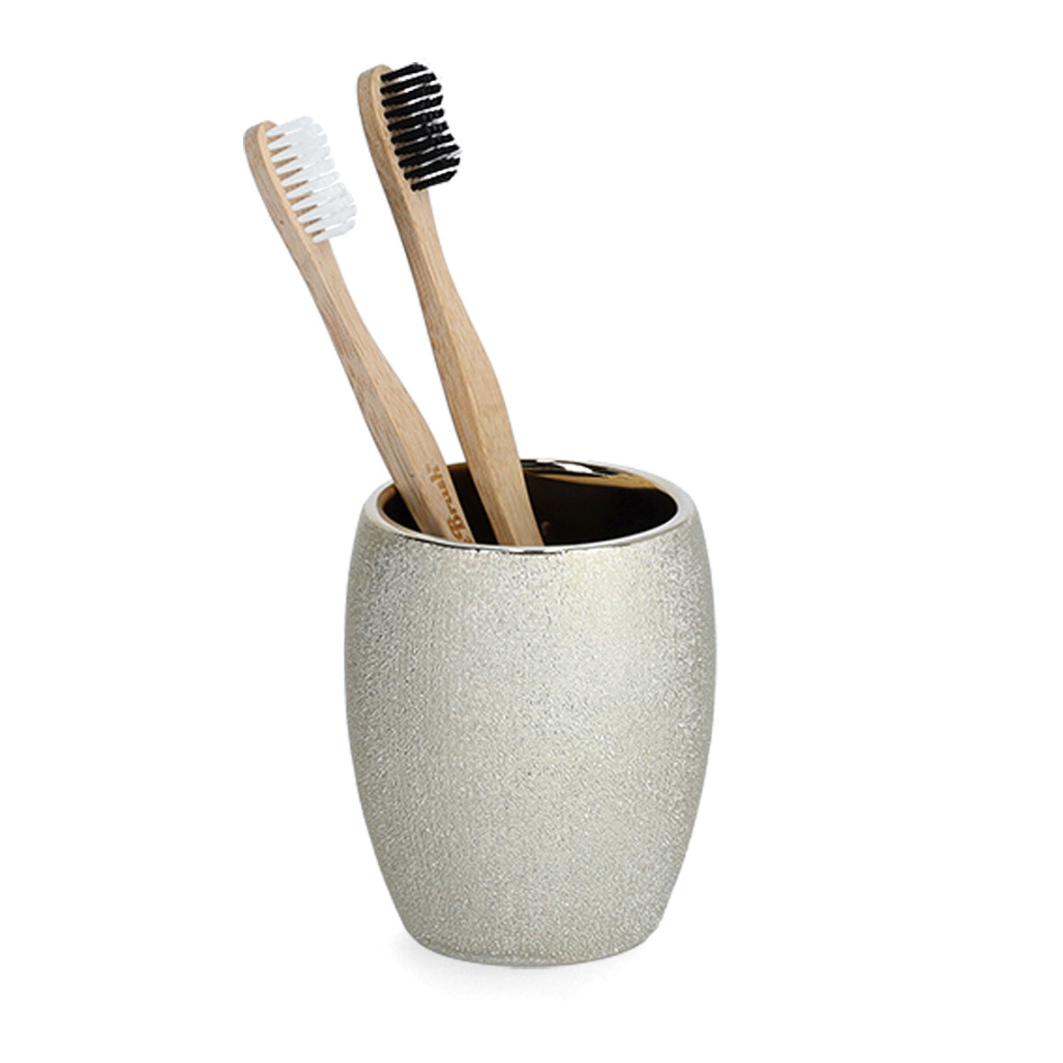 Zeller Zahnputzbecher Glitter gold Steinzeug B/H/L: ca. 8x10x8 cm