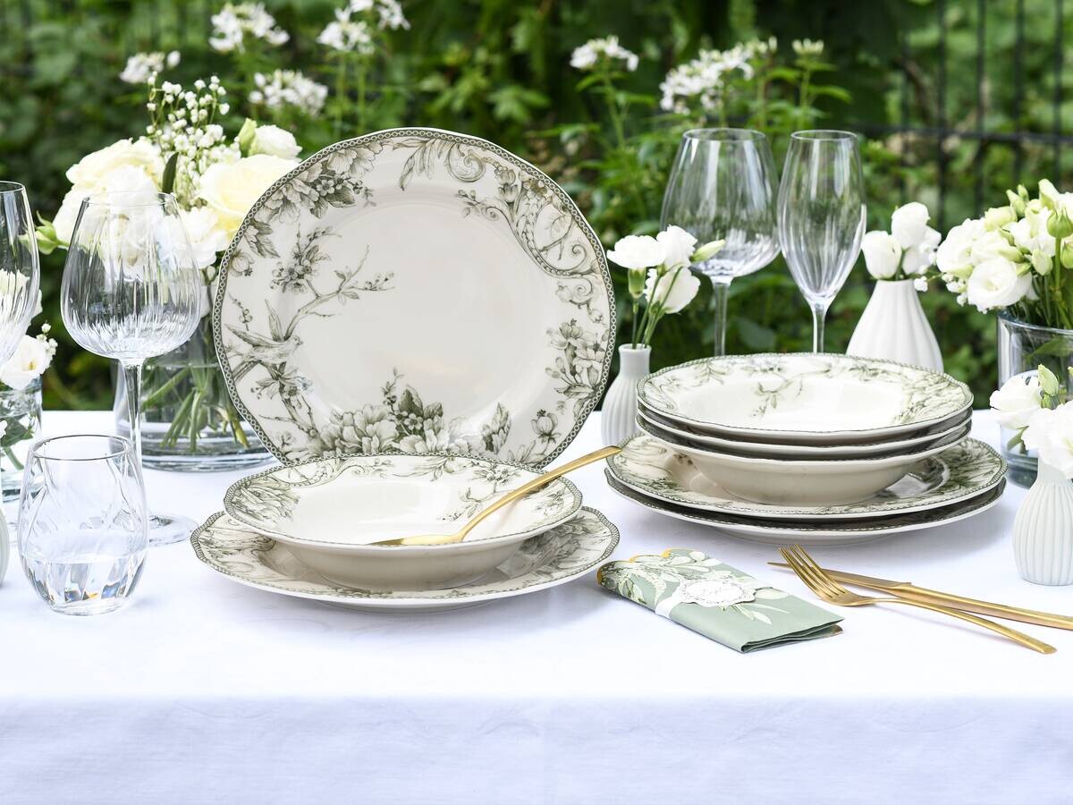 CreaTable Tafelservice Adelaide Grün grün Porzellan 8 tlg.