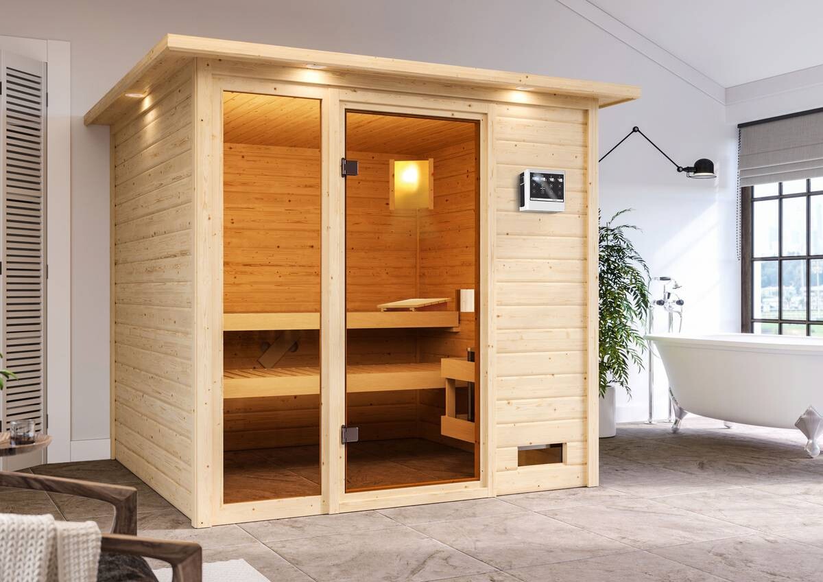 Karibu Sauna Seppel Front natur B/H/T: ca. 196x187x196 cm