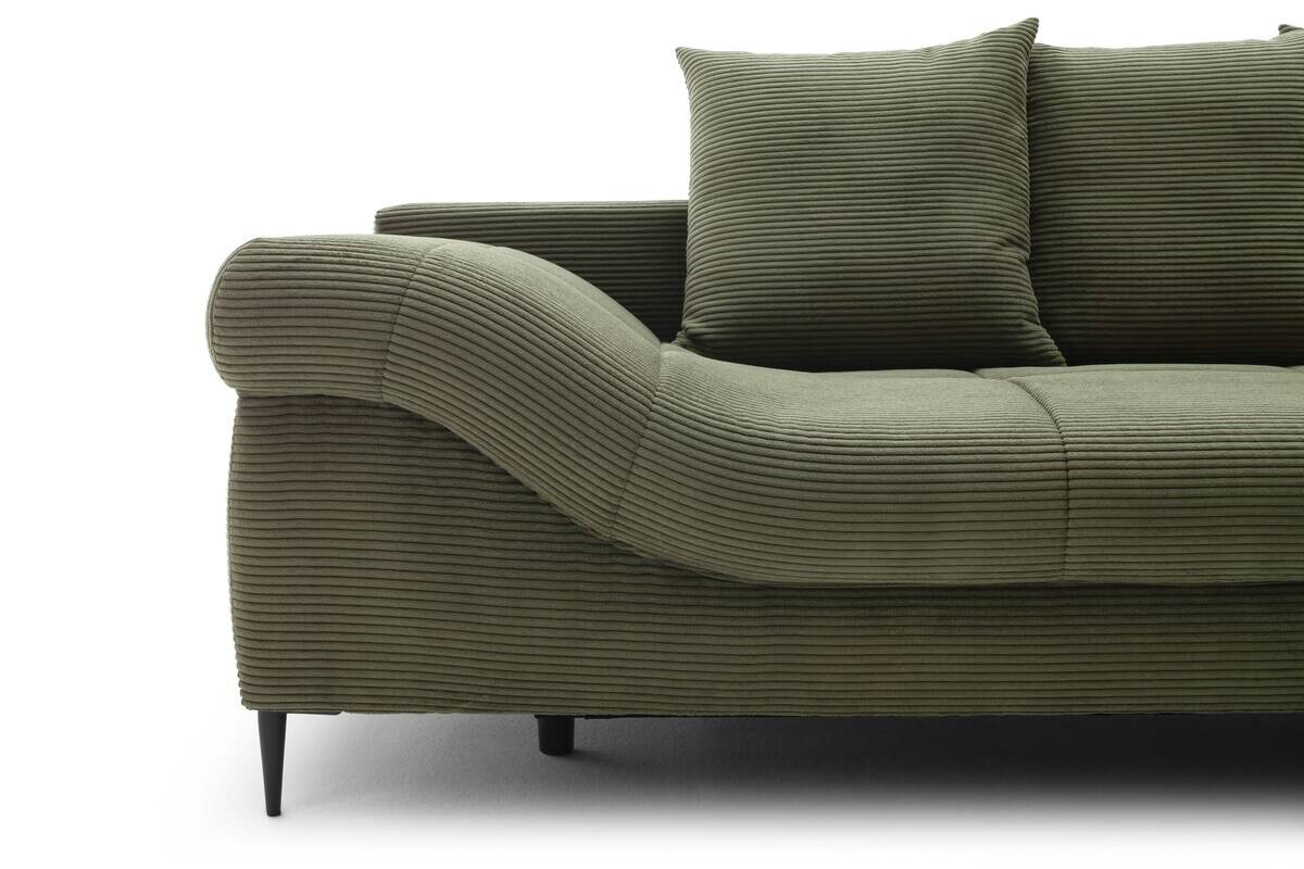 Ecksofa mit Bettfunktion und Bettkasten grün Microfaser B/H/T: ca. 299x92x205 cm