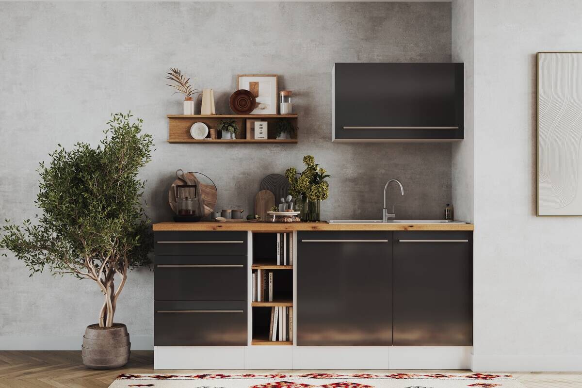 Respekta Inselküche Gabriel grau matt B/H/T: ca. 320x200x60 cm