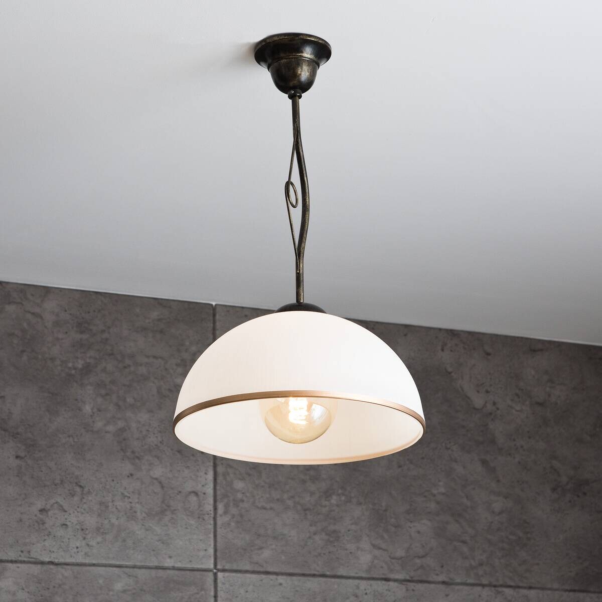 Lamkur Deckenleuchte Retro schwarz Glas Stahl B/H/L: ca. 32,5x45x32,5 cm E27 1 Brennstellen