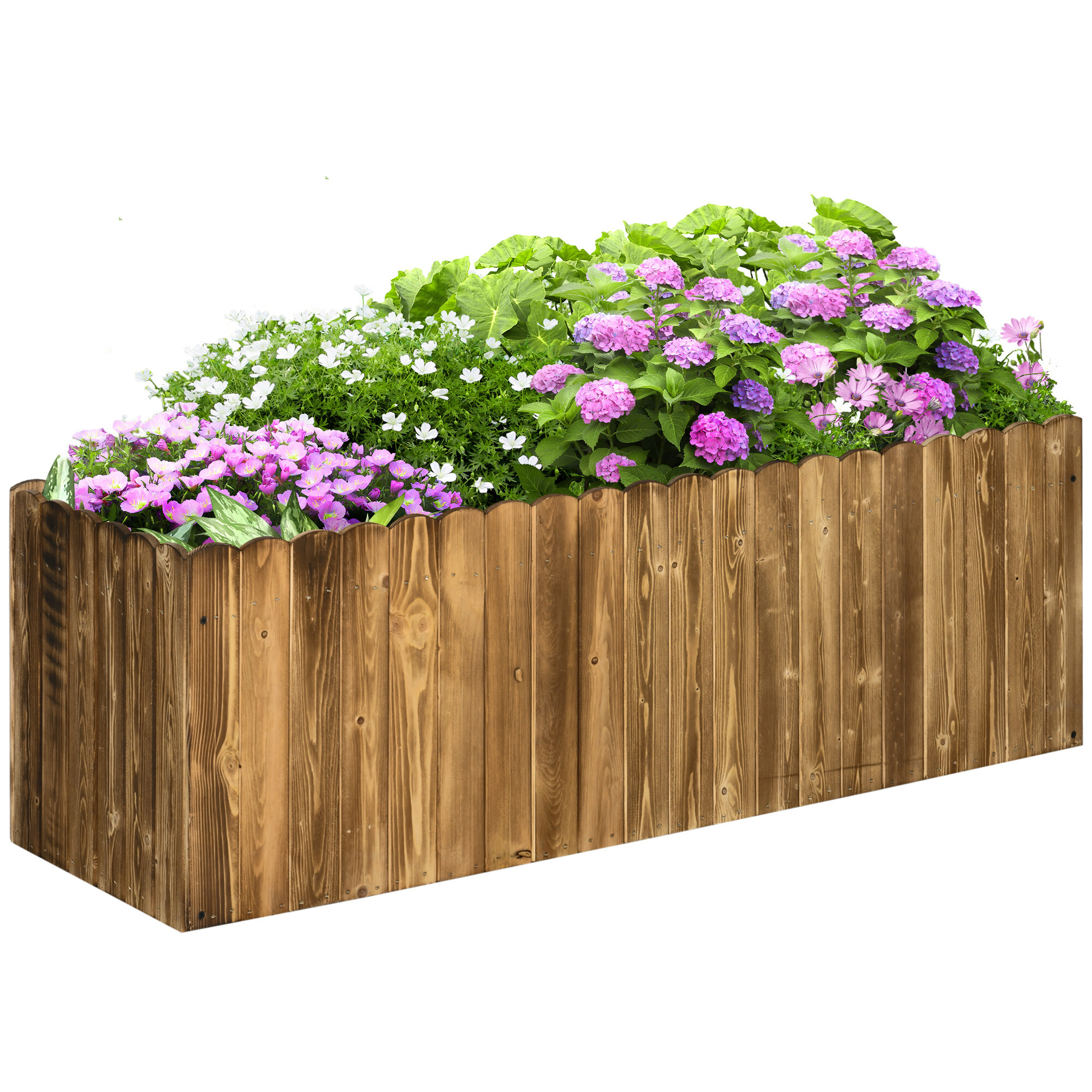 Outsunny Hochbeet mit Holzplatte natur Holz B/H/L: ca. 40x40x120 cm