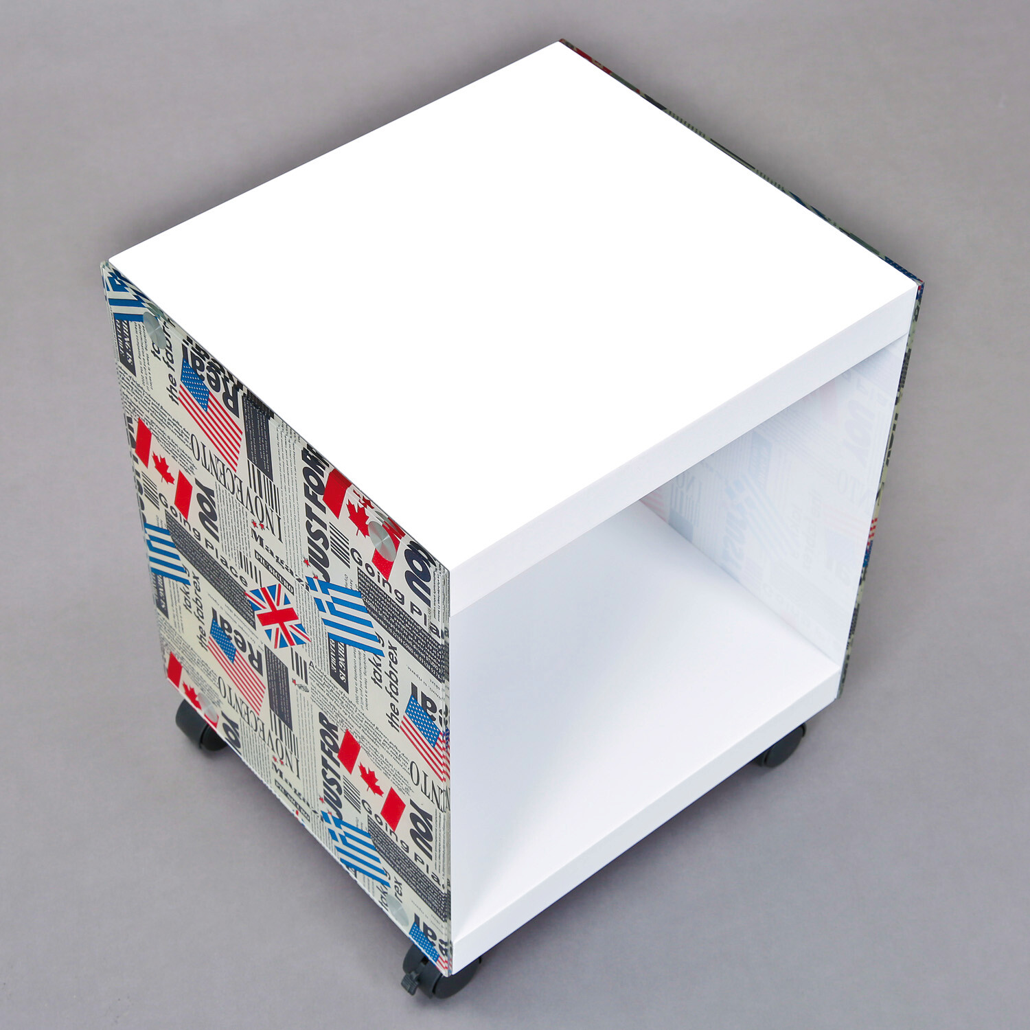 Beistelltisch Logo weiß Glas MDF B/H/T: ca. 38x46x33,5 cm