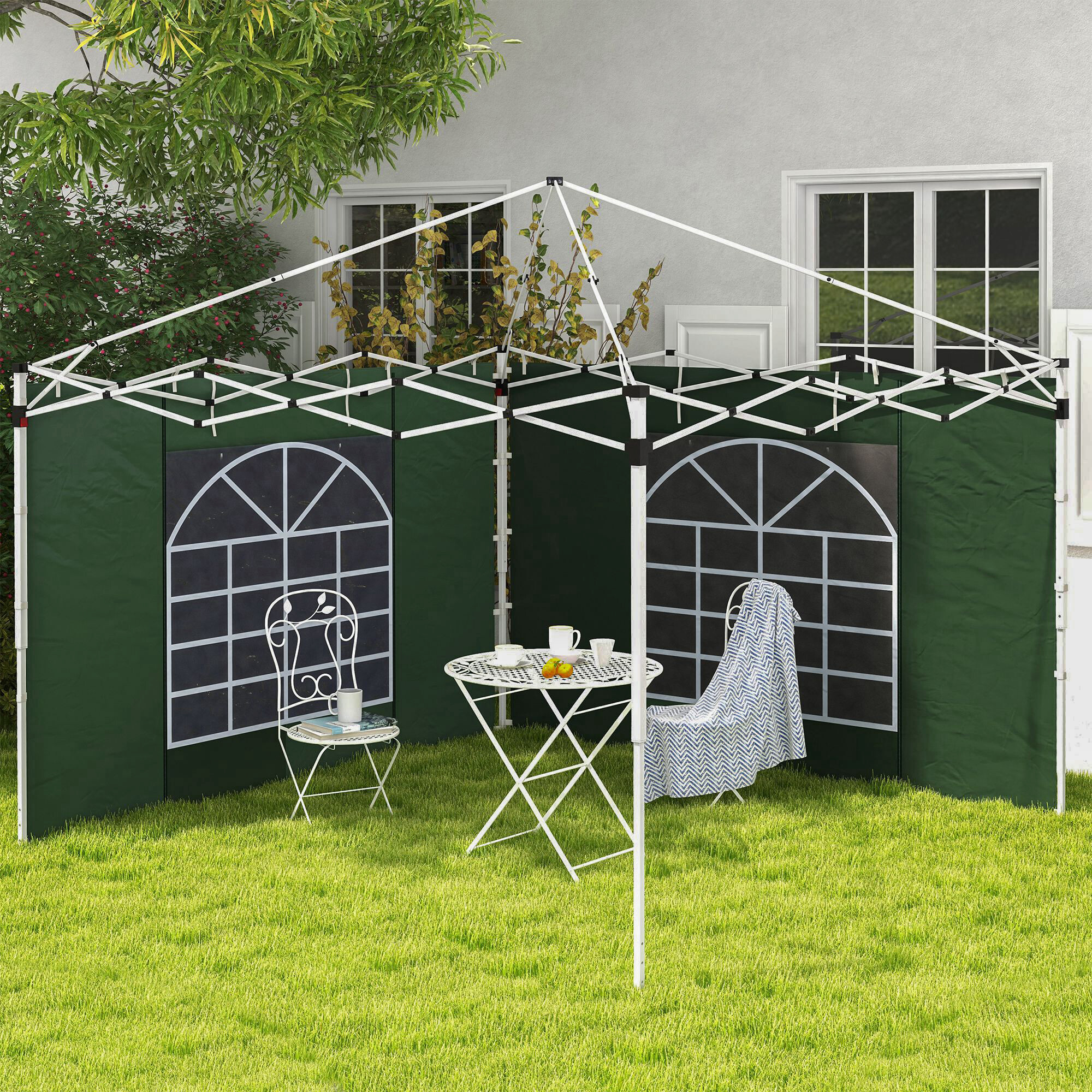 Outsunny Seitenteile für Pavillon grün Polyester B/H/L: ca. 295x195x0,01 cm