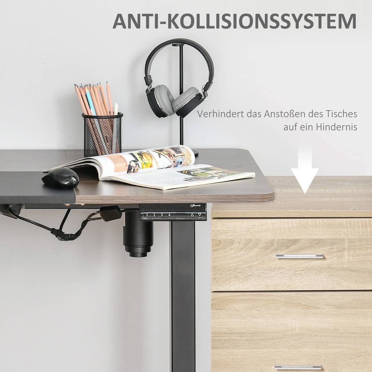 Schreibtisch 920-071V90BK natur Holz Nachbildung schwarz B/H/T: ca. 140x116x70 cm