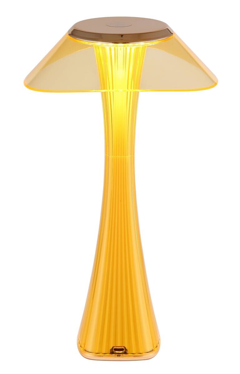 GLOBO Tischleuchte amber weiß Craft Gold Kunststoff Acryl H/D: ca. 27,4x15,1 cm 1 Brennstellen