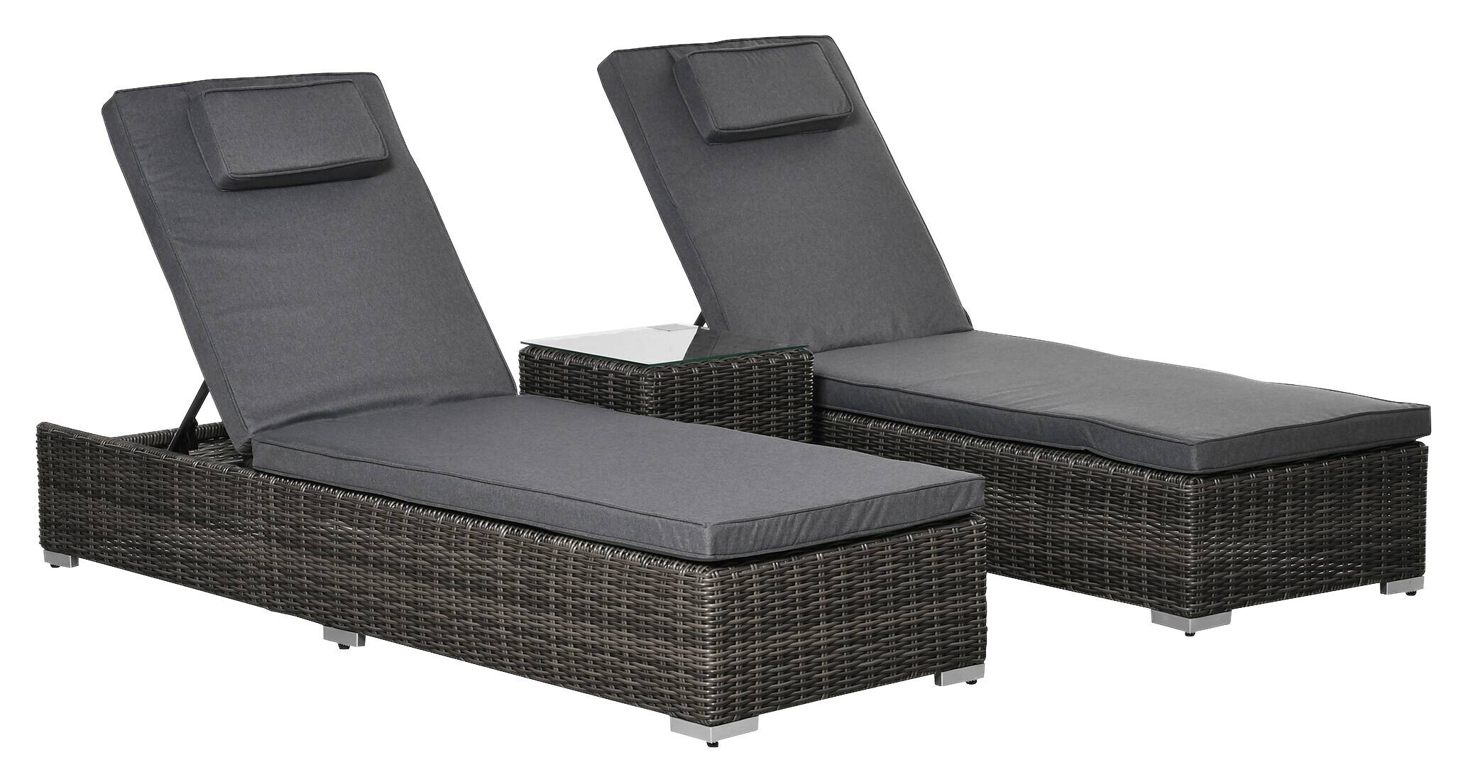 Outsunny Sonnenliege grau Aluminium B/H/L: ca. 60x195x91 cm