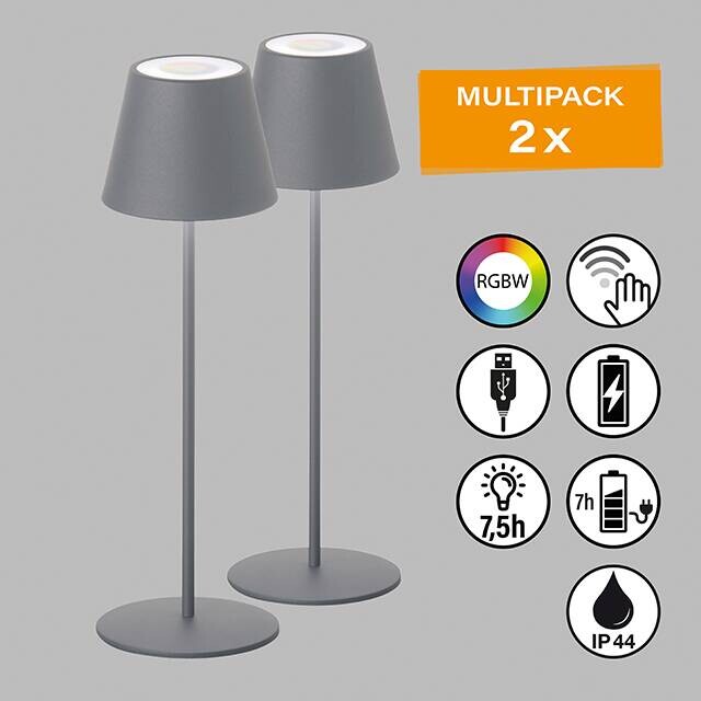 easy! by FHL Tischleuchte 850342 Cosenza grau Metall H/D: ca. 38x12 cm 1 Brennstellen