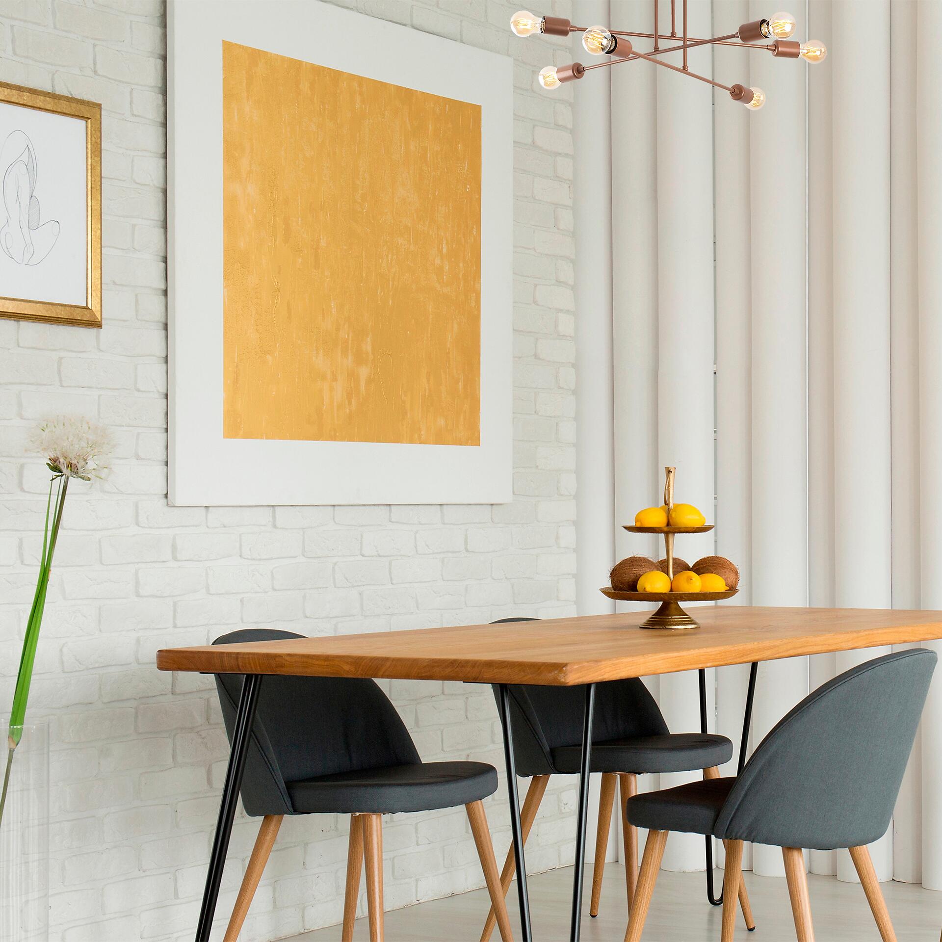 Opviq Deckenleuchte Fleur-1502 Kupfer B/H/T/L/D: ca. 66x27x66x66x66 cm E27 6 Brennstellen