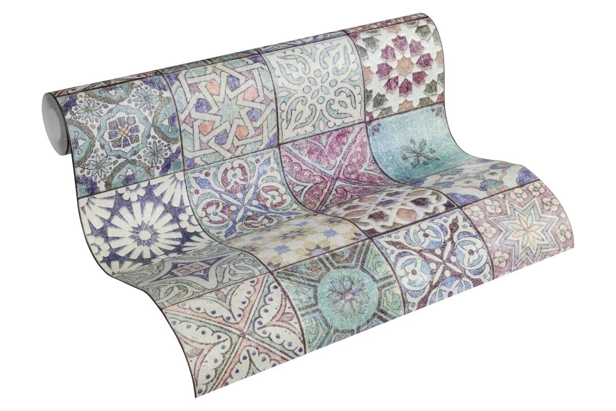 Vliestapete Fliesenoptik bunt B/L: ca. 53x1005 cm