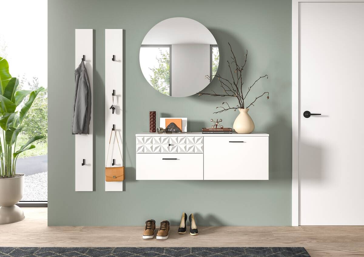 Garderobe Prisma weiß weiß Hochglanz B/H/T: ca. 172x192x34 cm