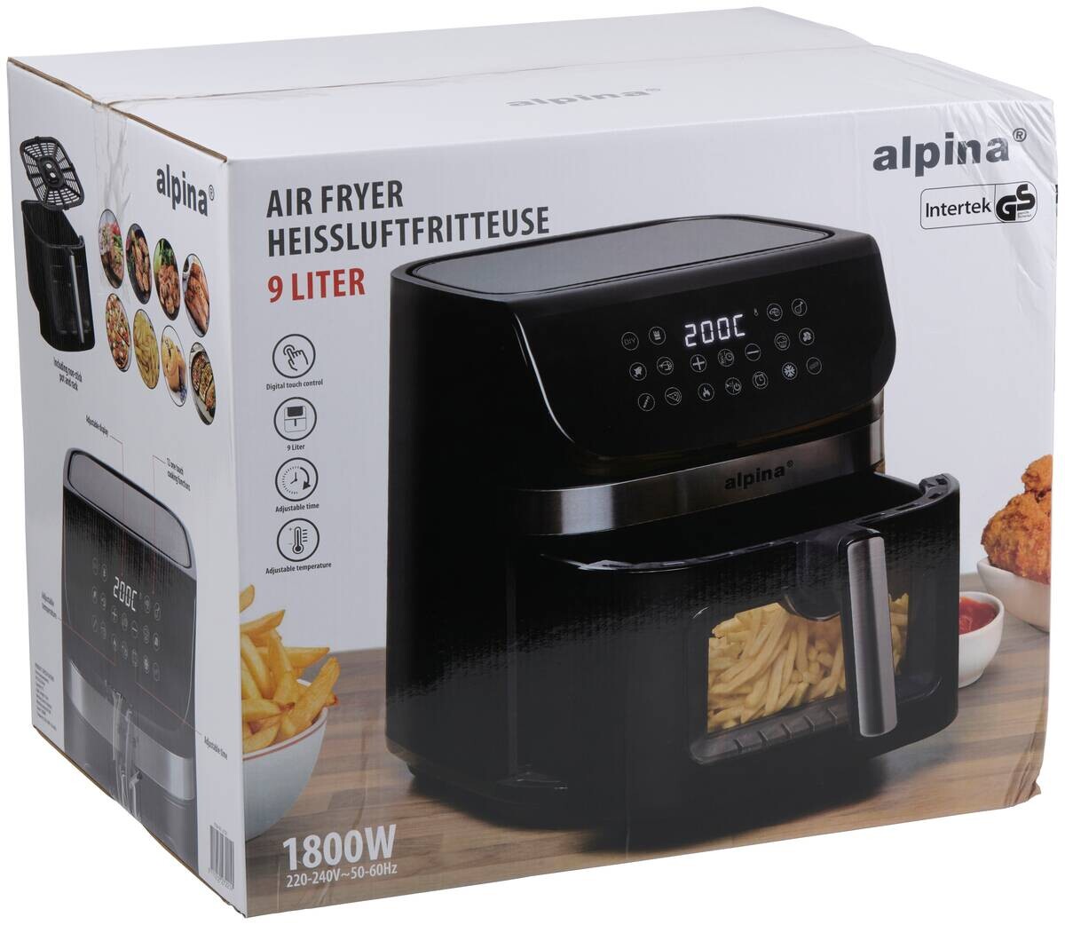 Heißluftfritteuse 871125227221 schwarz Kunststoff B/H/L: ca. 36,1x37,8x44,8 cm ca. 9 l