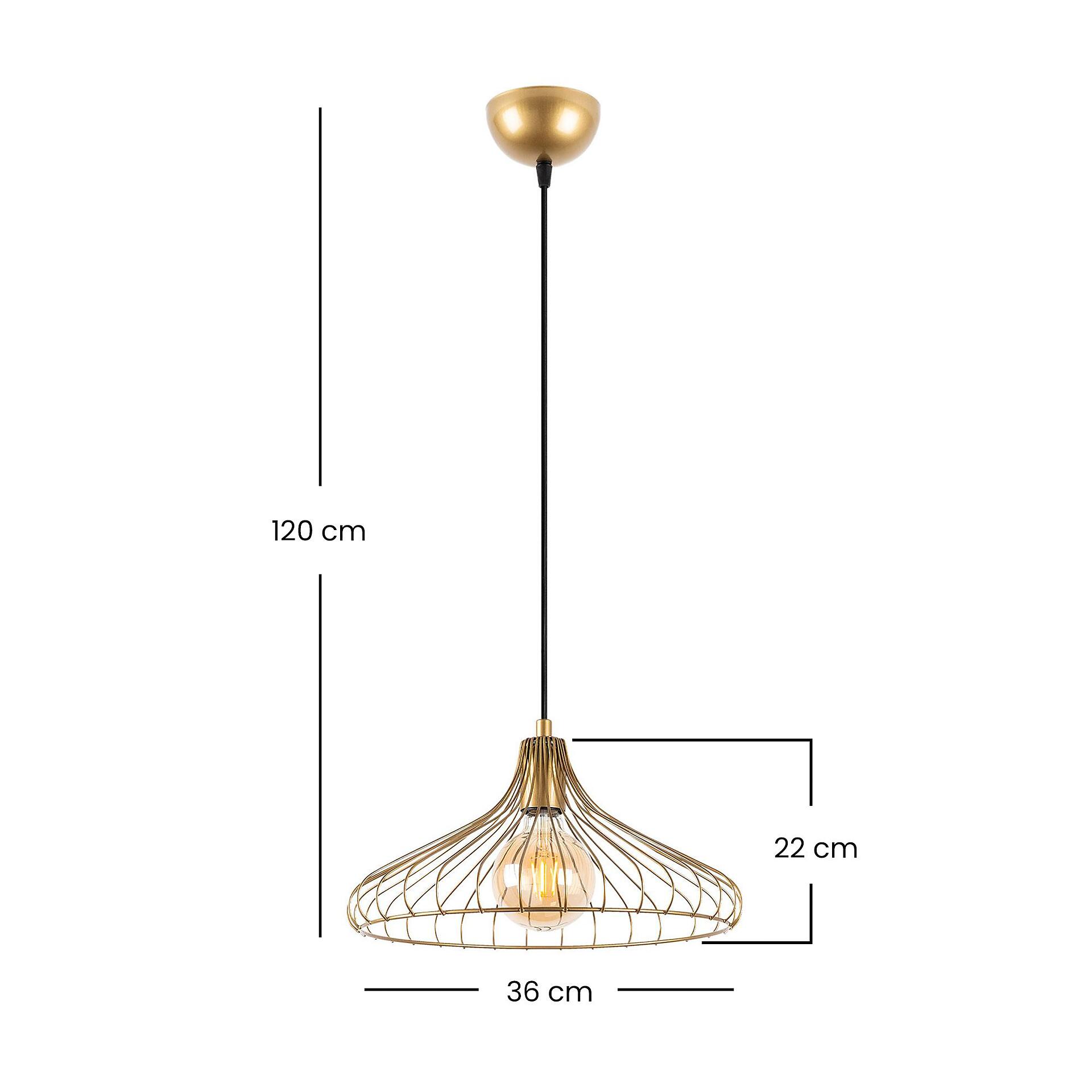 Opviq Pendelleuchte DEPAY-11251 gold Metall B/H/T/L/D: ca. 36x120x36x36x36 cm E27 1 Brennstellen