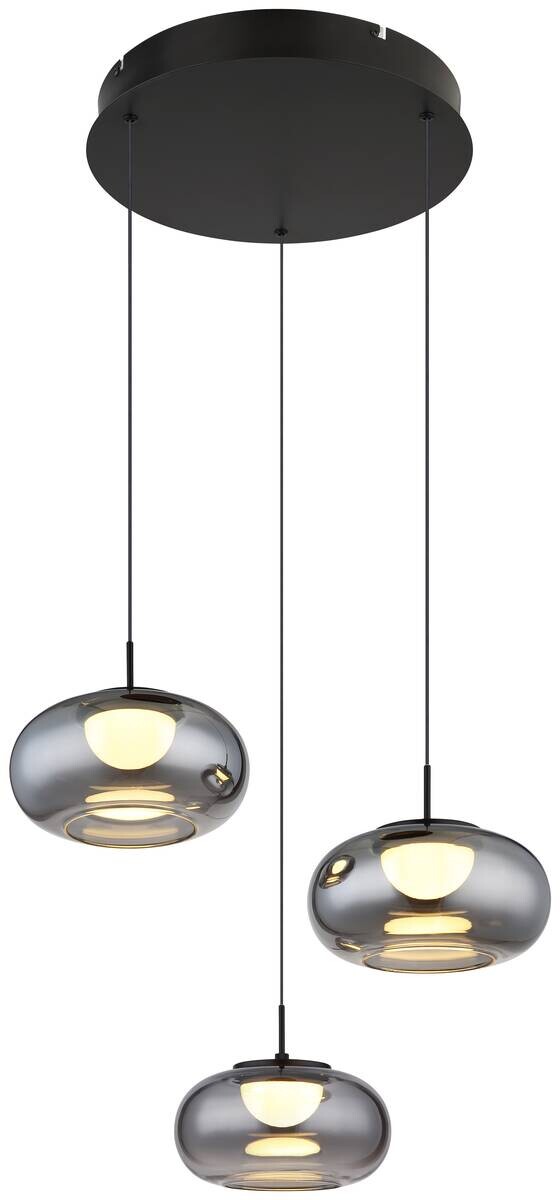 GLOBO LED-Pendelleuchte mattschwarz Rauch schwarz Metall Glas H/D: ca. 150x49 cm 1.0 Brennstellen
