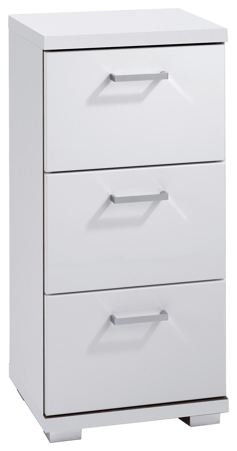 Schrank NEBRASKA weiß weiß Lack Hochglanz silber verchromt B/H/T: ca. 35,5x74x31,5 cm