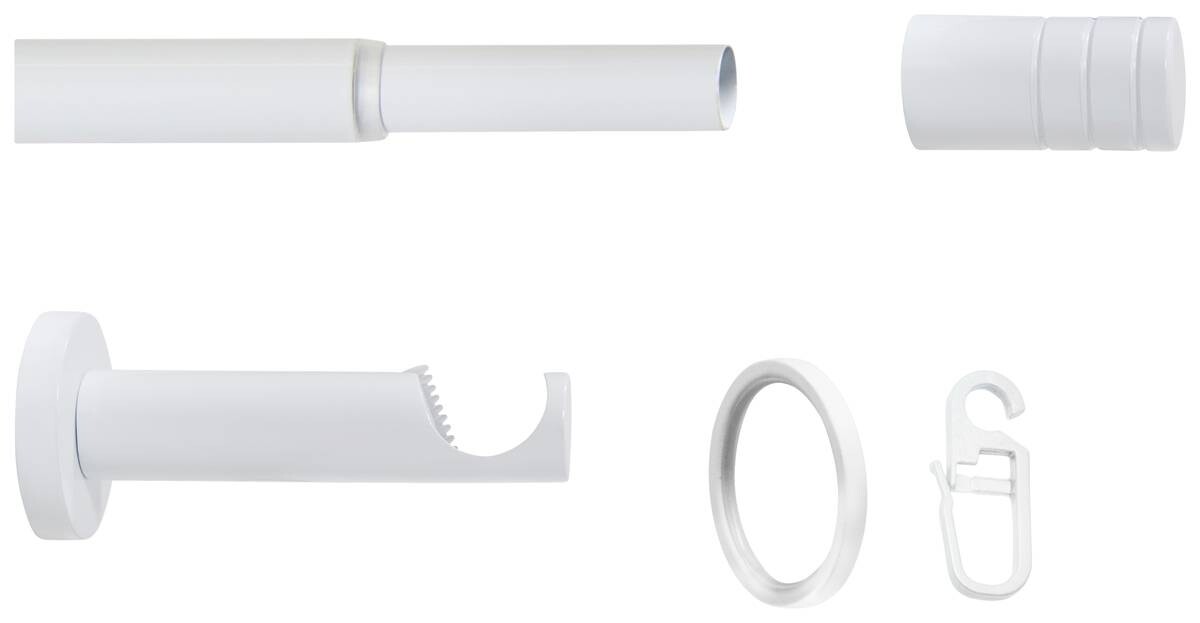 Gardinenstange weiß Aluminium ausziehbar von ca. 120 bis 210 cm 1.0 Läufe
