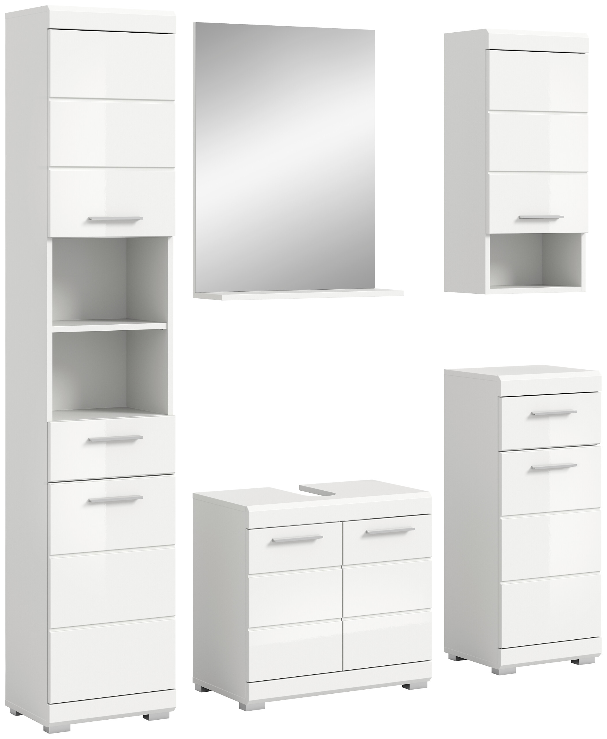 Badezimmer-Set Scout weiß weiß Hochglanz B/H/T: ca. 164x191x34 cm