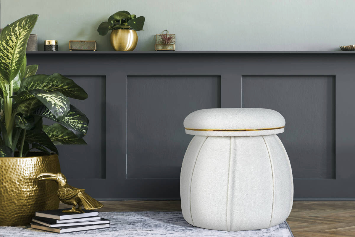 360 Living Hocker Corin 110 weiß gold H/D: ca. 51,5x51,5 cm