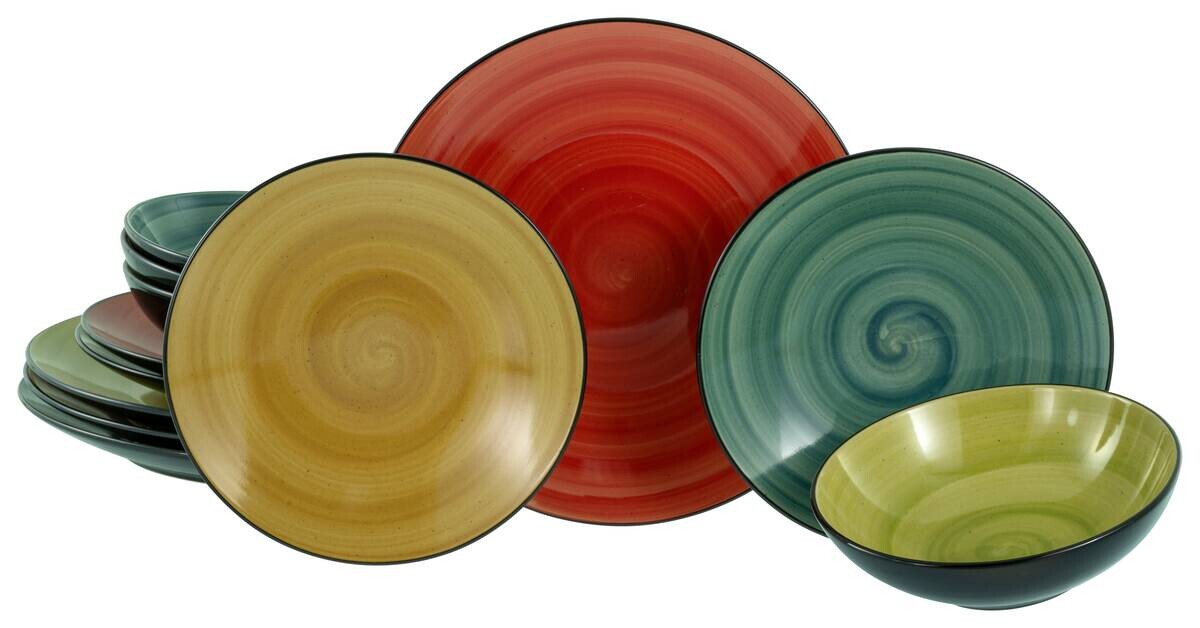 CreaTable Tafelservice Samoa bunt Steinzeug 12 tlg.