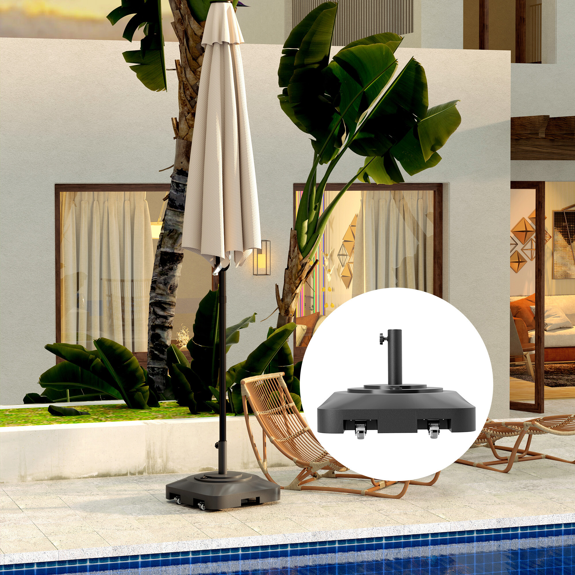 Outsunny Schirmständer schwarz Kunststoff B/H/L: ca. 48x32,5x48 cm