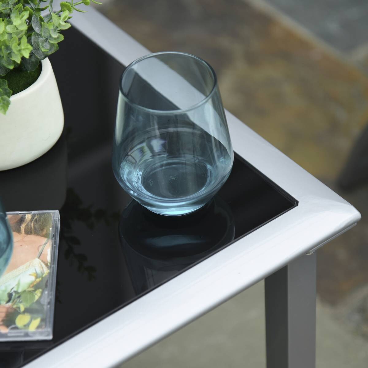 Outsunny Gartenliege-Set mit Tisch schwarz Metall B/H/T: ca. 59x66x169 cm