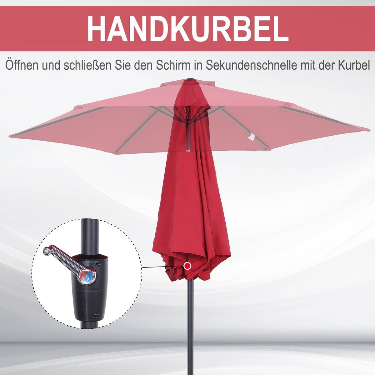 Outsunny Sonnenschirm weinrot Stahl H/D: ca. 235x270 cm