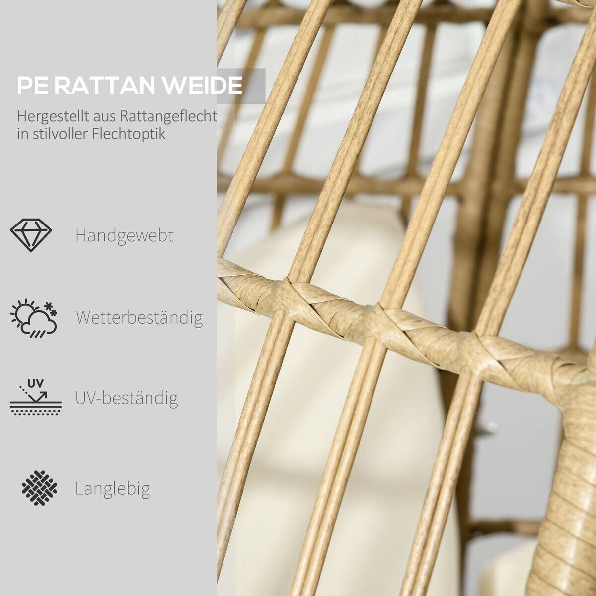 Outsunny Gartensessel khaki Polypropylen B/H/L: ca. 90x105x148 cm