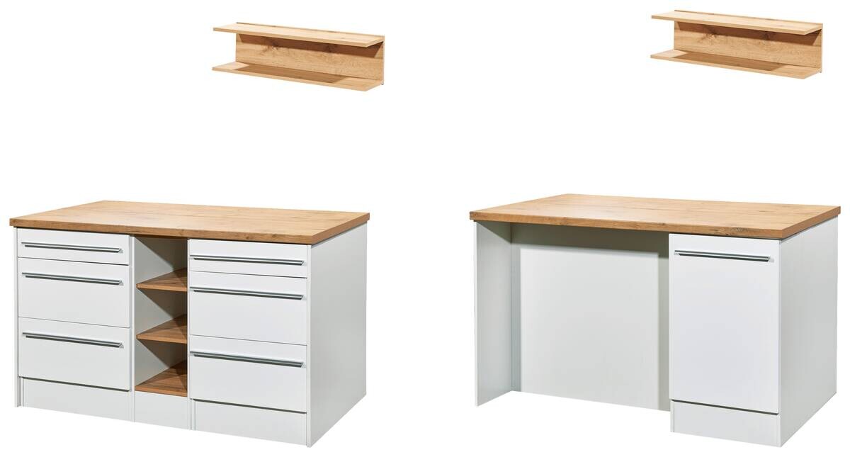 Respekta Inselküche Gabriel weiß Hochglanz B/H/T: ca. 290x200x60 cm