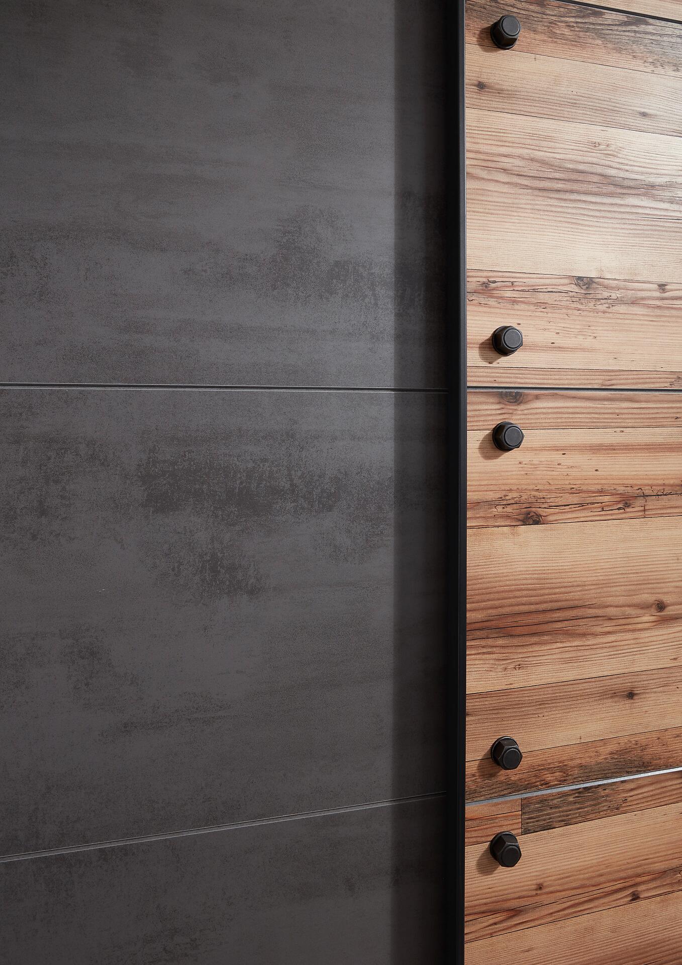 Schwebetürenschrank Dover Alpin Lodge Nachbildung Betonoxid Optik B/H/T: ca. 270x210x60 cm