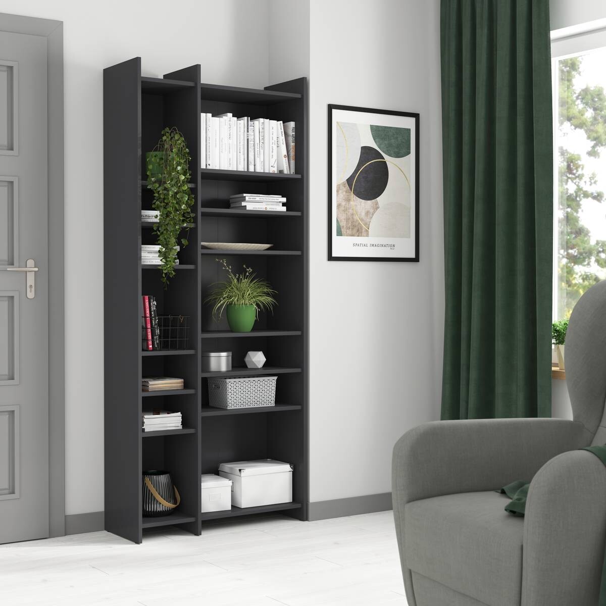 Regal Samy anthrazit B/H/T: ca. 80x191x32 cm