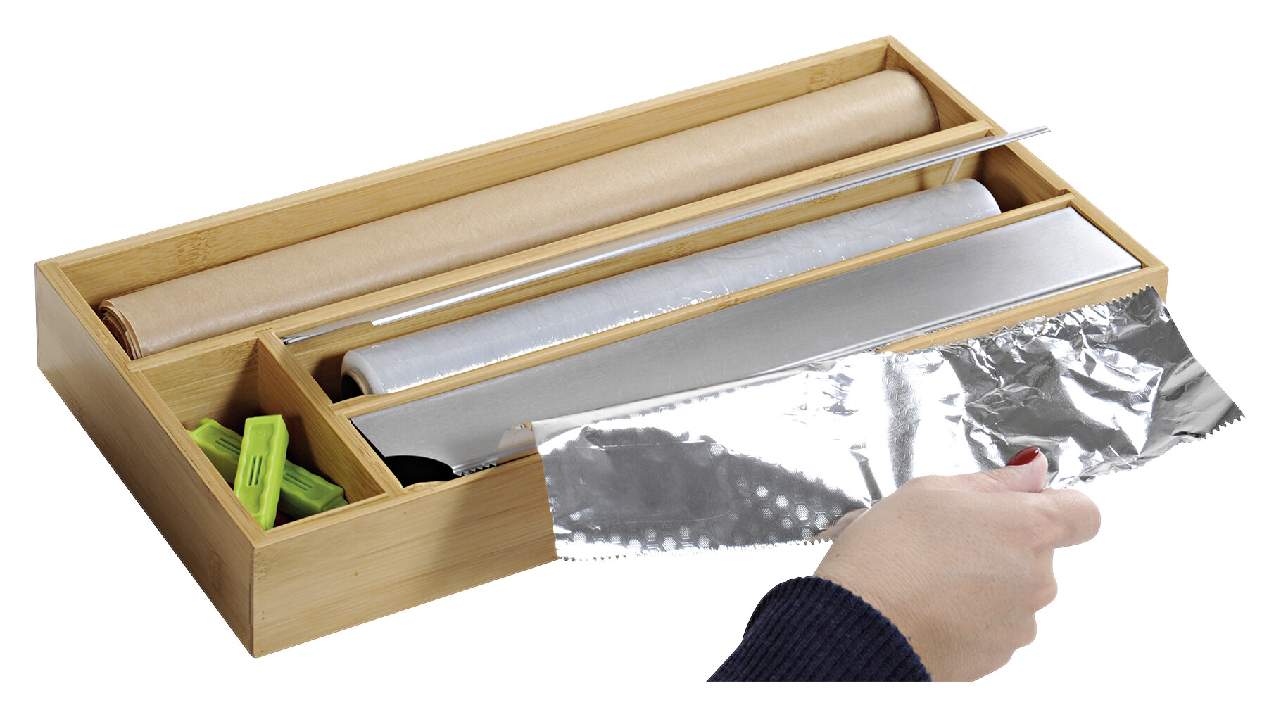 Kesper Folienspender natur Bambus B/H/L: ca. 19x5,4x42 cm