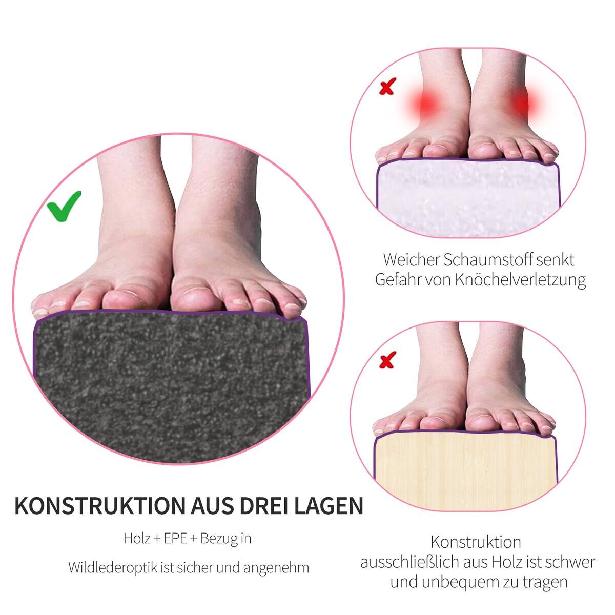 HOMCOM Schwebebalken violett Kiefer B/H/L: ca. 10x6,5x210 cm