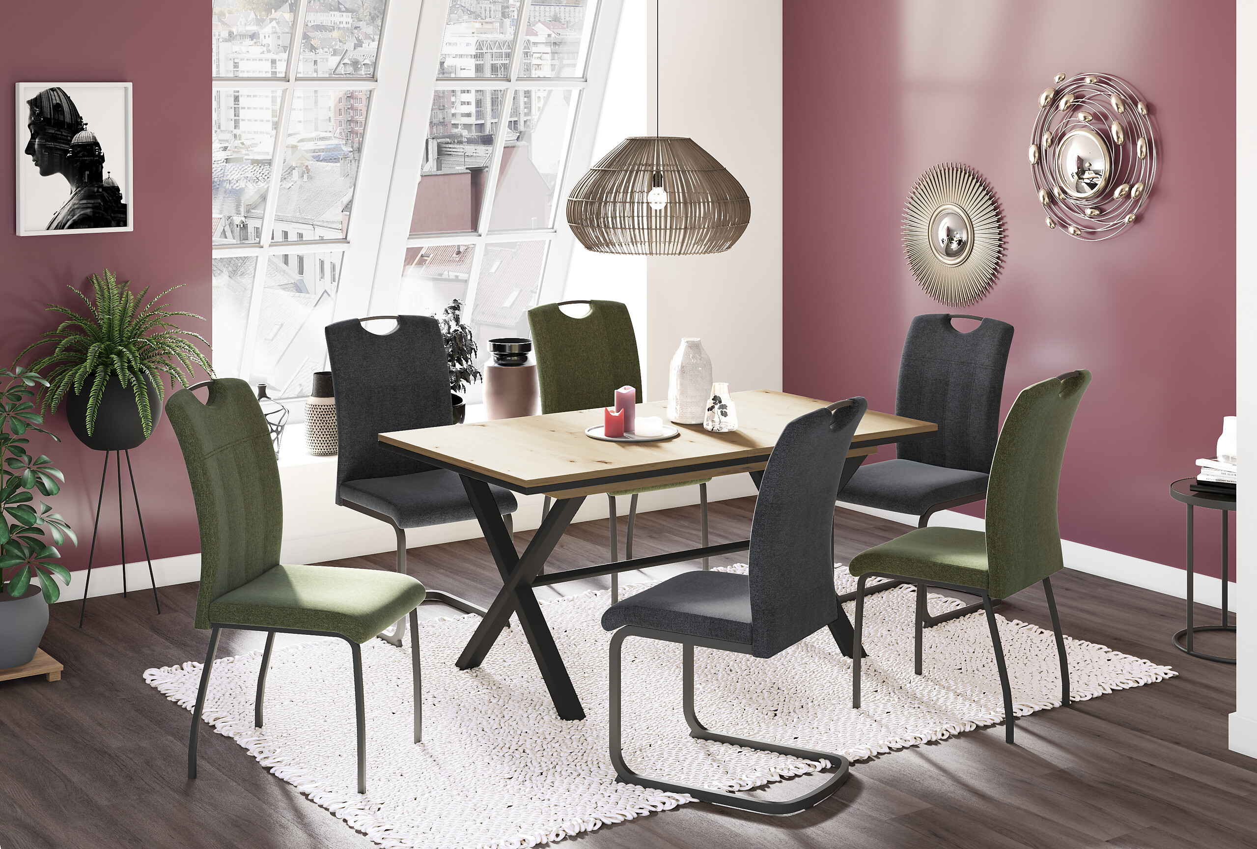 Stuhl 4er Set ELIF III anthrazit grau Microfaser Metall B/H/T: ca. 44x96x64 cm