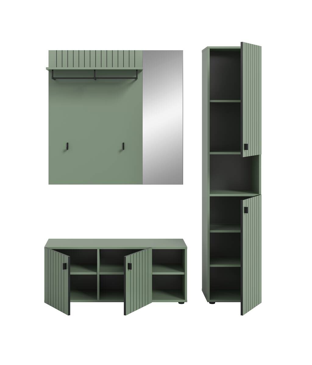 Garderobenset STATION grün B/H/T: ca. 161x192x37 cm